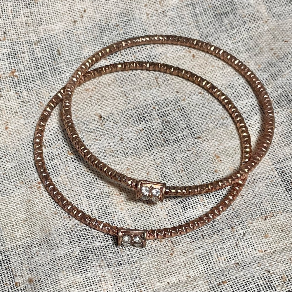 Vtg 60s stunning copper and rhinestone bracelet set